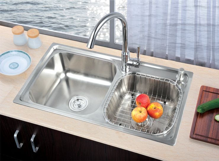 Mona lisa sink Double sink one-piece molding 304 stainless steel thickened brushed wash basin Kitchen bowl pool