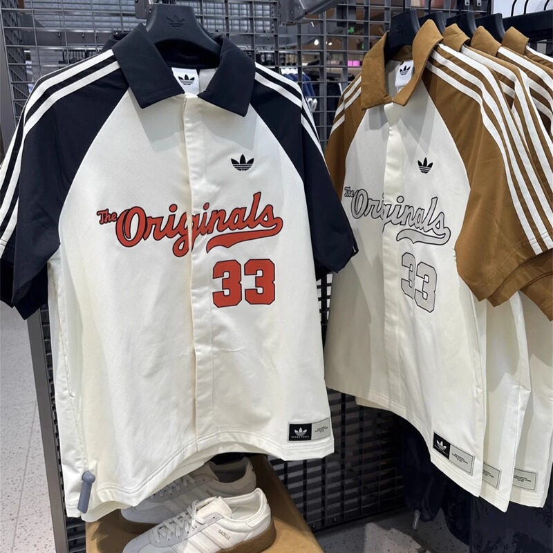 Adidas Trefoil Men's and Women's Sports Trendy Lapel Cardigan Shirt Short Sleeve T-Shirt Jm0513 Jm0514