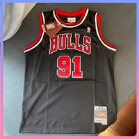 Митчелл Несс Родман Буллс 91 В гостях черных черных быков ретро молодежь SW Jersey