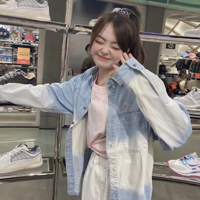China Li-Ning Xiao Zhan Sakura Men's and Women's Sports Casual Denim Shirt Jacket and Pants Ashs463/Ajqs343