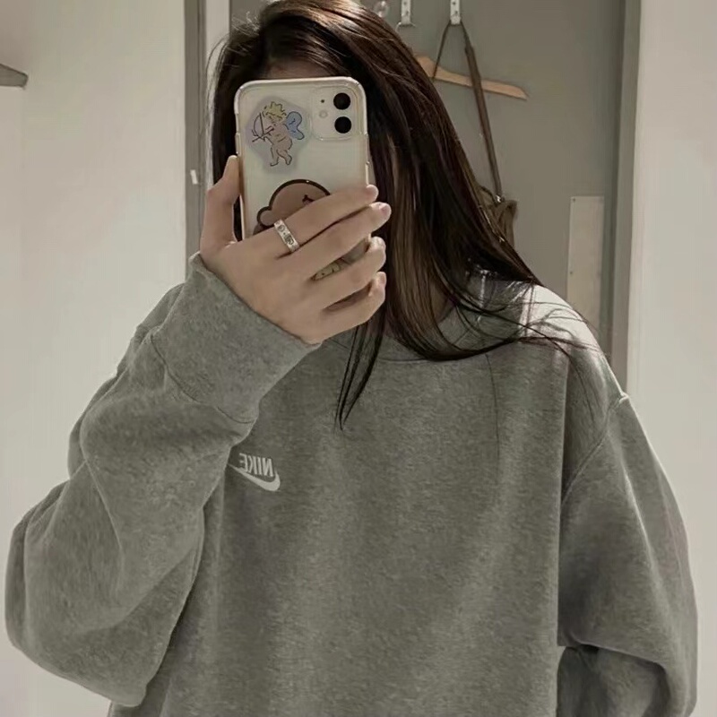 Nike Spring and Autumn Style Unisex Sports Casual Trendy Embroidered Knit Crewneck Sweatshirt Pullover Bv2667