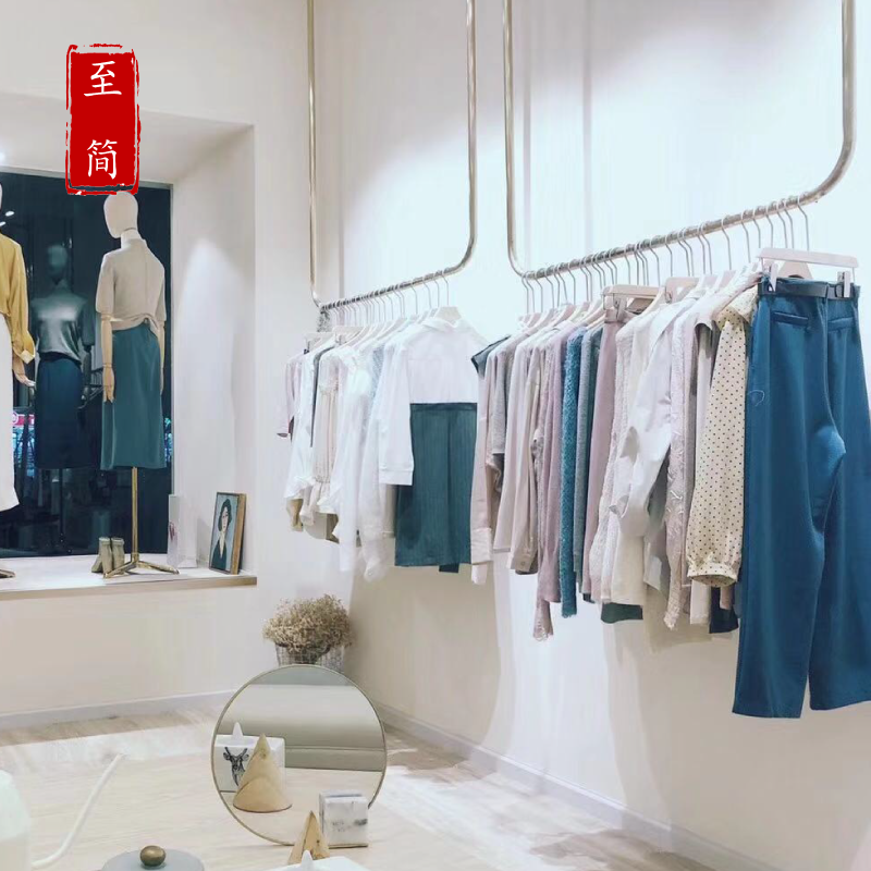 Clothing store display rack women's hanger u-shaped wall hanging stainless steel gold shelf hanger Wedding rack