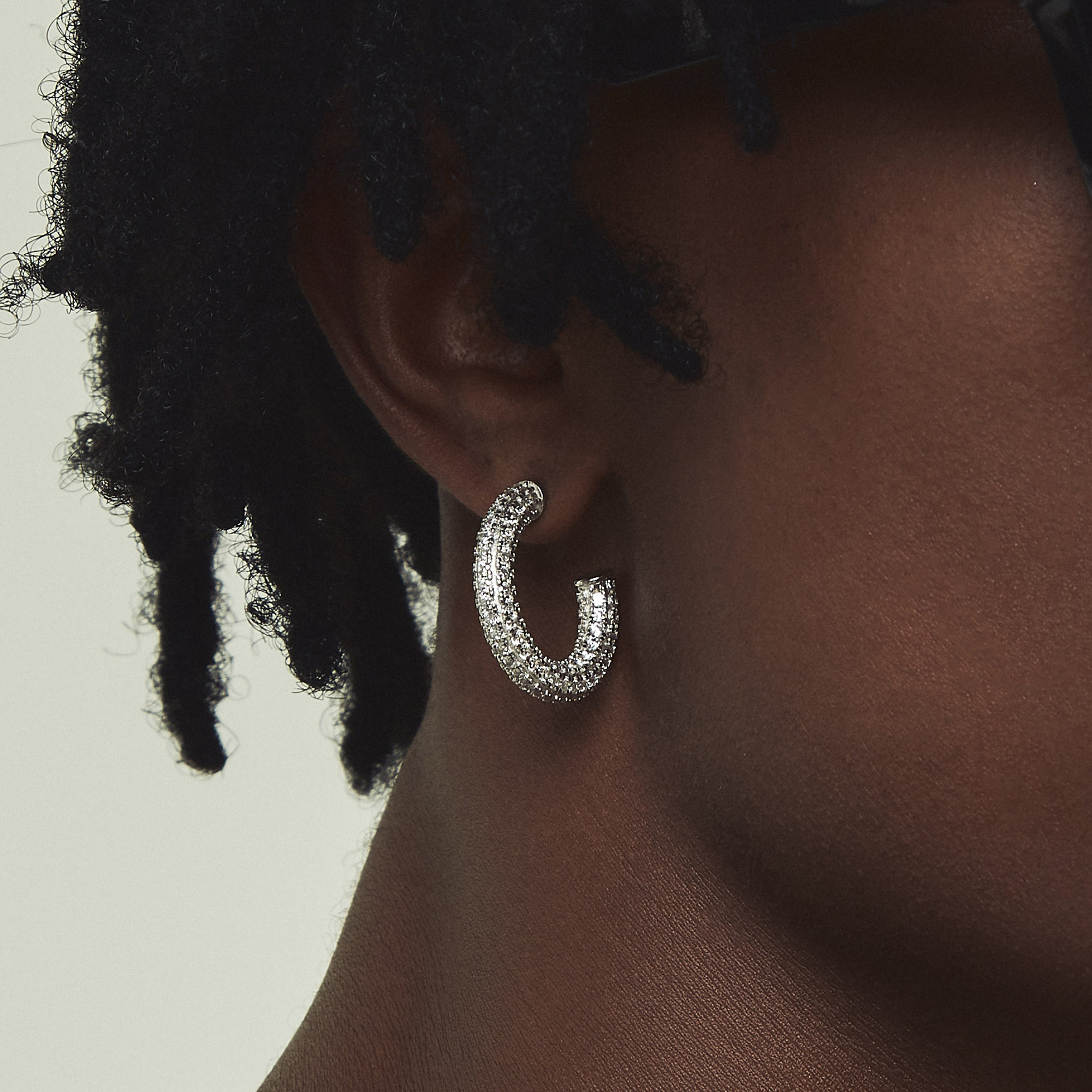 ICEGANG Pure Silver S925 Men Full Drill Earrings Hip-hop Trend Solid European And European Couple Ear Rings Zircon