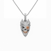 ICEGANG European and American hip-hop jins ghost skull bicolor pendant full of zircon gold plated male and female lovers on the streets