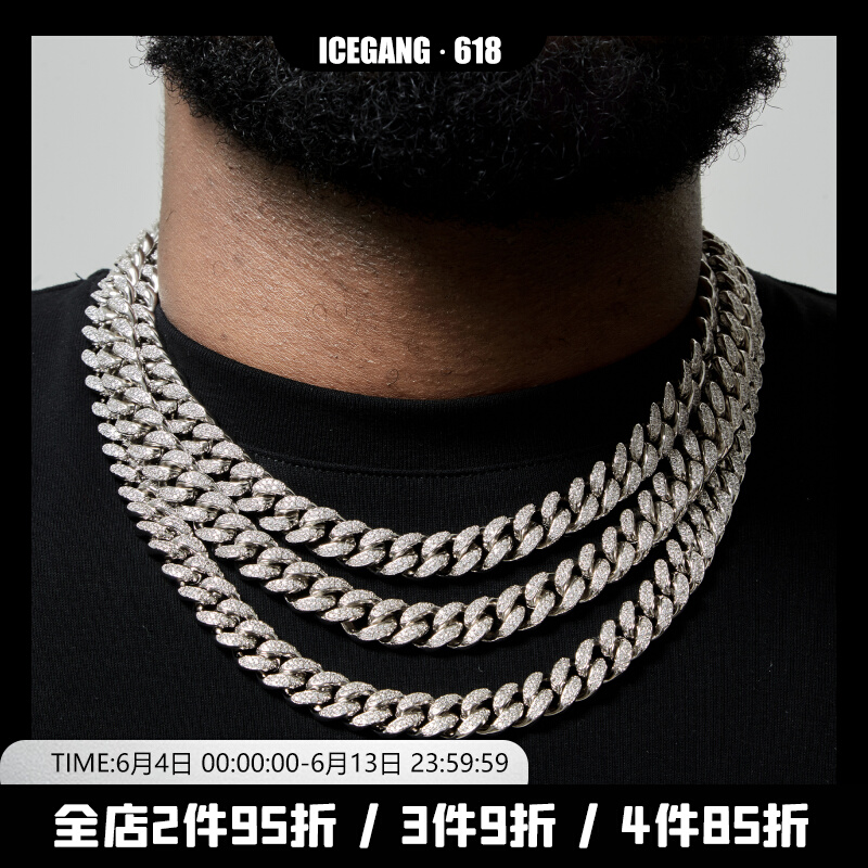 ICEGANG Upgrade Edition Full Drilling Cuban zirconium necklace hip hop Hiphop Same InS Street Trend