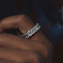 ICEGANG 100 lap T square drill ring micro inlaid zircon stone ring personality fashion male and female hip hop and European and American currents