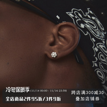 ICEGANG sterling silver S925 snowflake full diamond earrings micro-inlaid European and American hip-hop hiphop trend men and women ins