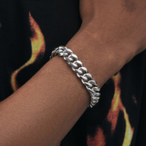 ICEGANG titanium steel CUBAN CUBAN gilded wide bracelet European and American trend hip hop men and women bracelet gold and silver jewelry