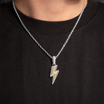 ICEGANG lightning iceout hip hop trend full diamond pendant gold and silver necklace European and American men and women rap Zhang Xinyao