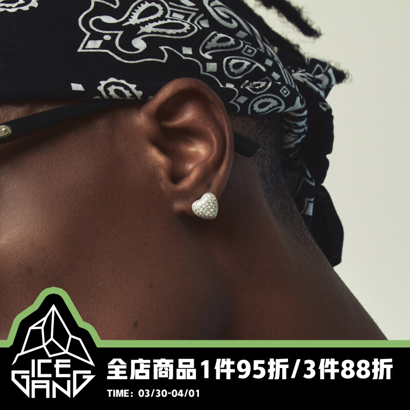 ICEGANG retro baroque pure silver loving earbuds earrings street full of men and women gems in