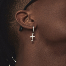 ICEGANG micro-inlaid diamond cross earrings lins zircon full drill ear nails European and American hip-hop male and female ear trim