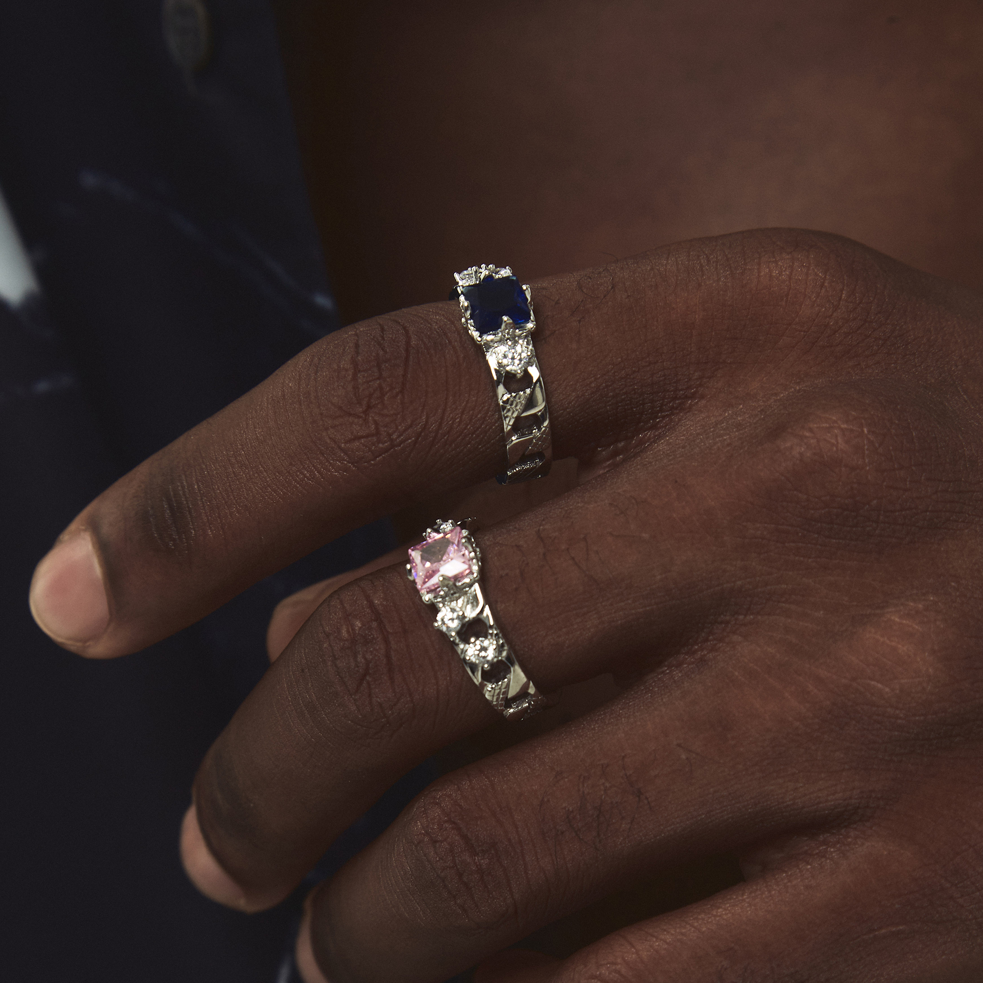 ICEGANG artificial jewel ring male ins tide adjustable ring small crowdSenior sensation European and American hip hop S925 silver