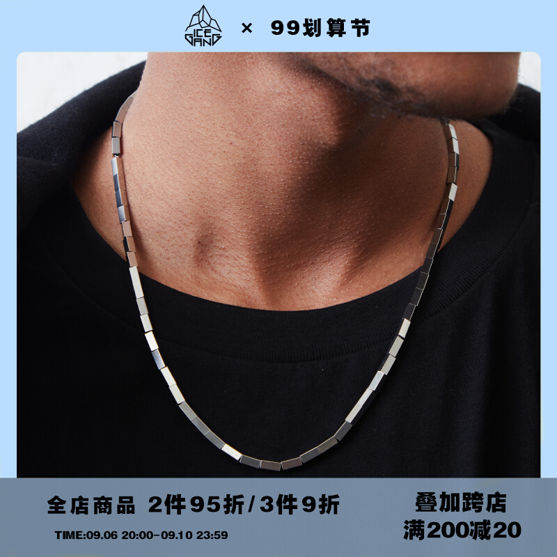ICEGANG Guochao new bamboo titanium steel chain necklace male senior hip-hop American trend couple ins high street