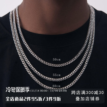 Sterling silver S925 trend mens 5mm fine Cuban European and American necklace clavicle chain wild to send boyfriend gifts hip hop