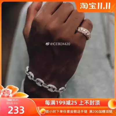 ICEGANG zircon iceout pig nose hand full drill hip hop gold silver horse Siwei Europe and America hiphop men