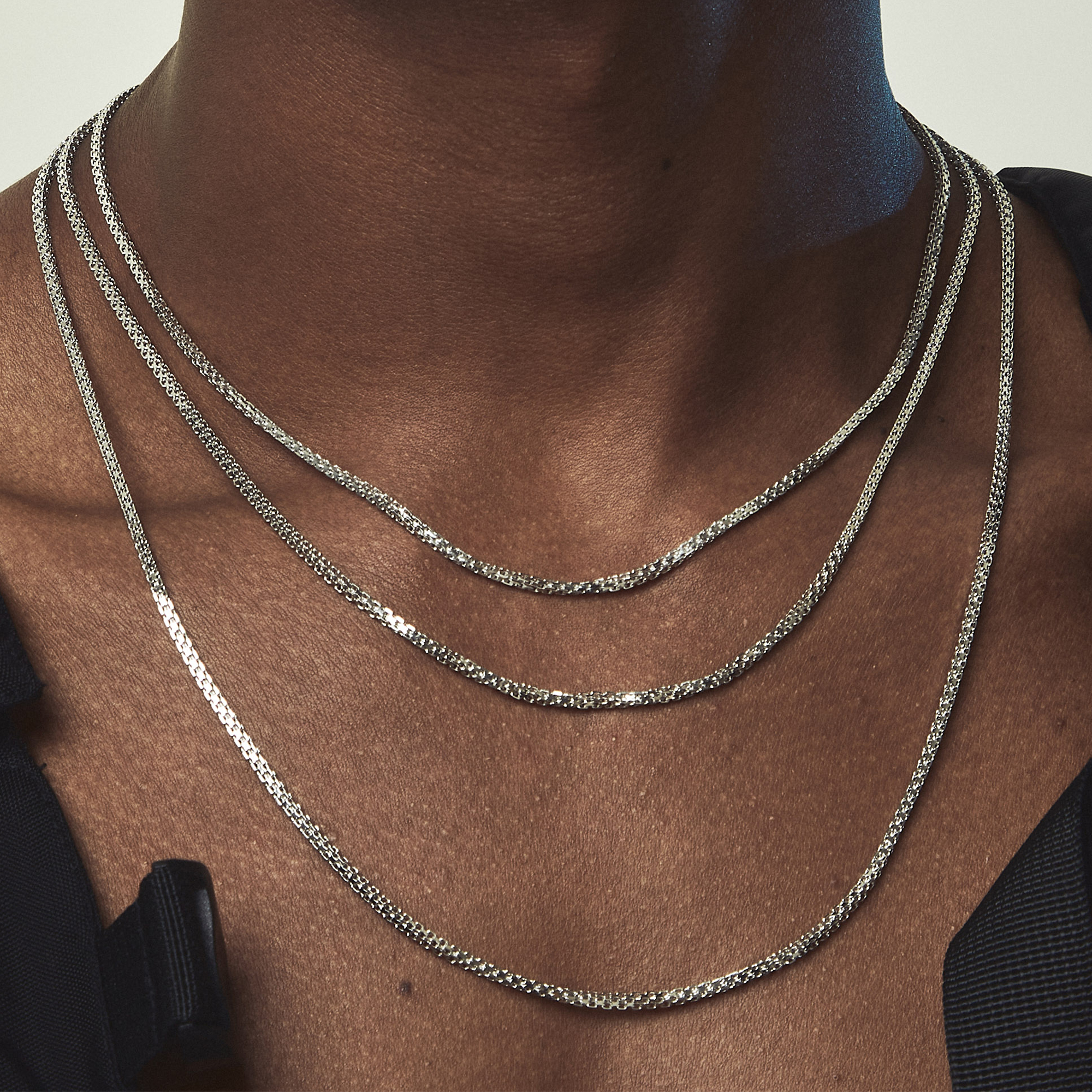ICREGANGS925 pure silver chain neck chain European and American hip-hop silver decoration lovers quadrilateral solid geometric tank chain