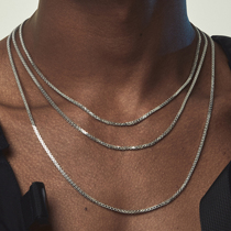 ICREGANGS925 pure silver chain neck chain European and American hip-hop silver decoration lovers quadrilateral solid geometric tank chain