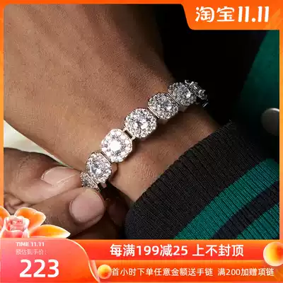 ICEGANG hip hop trend rock sugar hand European and American men and women square diamond shape full diamond zircon hiphop jewelry Silver