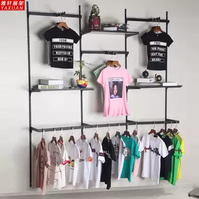 Clothing store display stand on the wall column combination Nakajima frame male and female children iron art simple wall-mounted multifunctional display rack