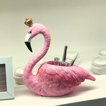 Fashion creative Flamingo decoration bedroom dressing table makeup brush storage pen holder to send girls cute small