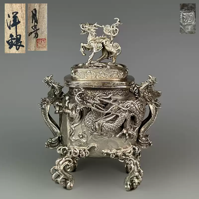 高岗铜器收藏品戏水狮子香炉蜡型铸铜古风摆件大峰作老件风格铜雕