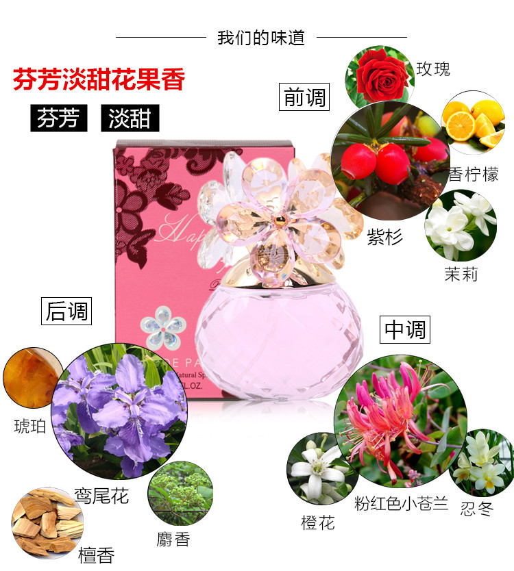 Nước hoa hạnh phúc chính hãng Chi Mei nam nữ ánh sáng và nước hoa tươi lâu dài Trang sức 60ml để gửi một món quà mẫu dầu thơm
