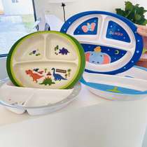 Japanese native skater dinosaur car baby childrens kindergarten sub-dinner plate with fruit resin cutlery