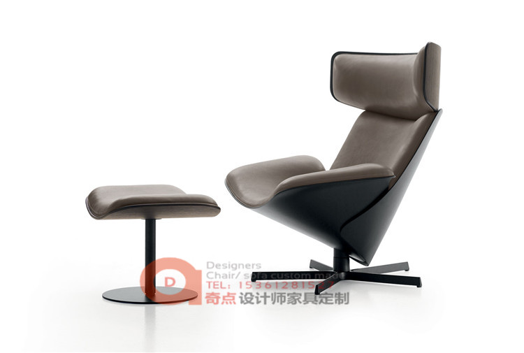 Bắc âu thiết kế nội thất Lounge Chair giải trí ghế ngồi có thể ngả da duy nhất ghế xoay