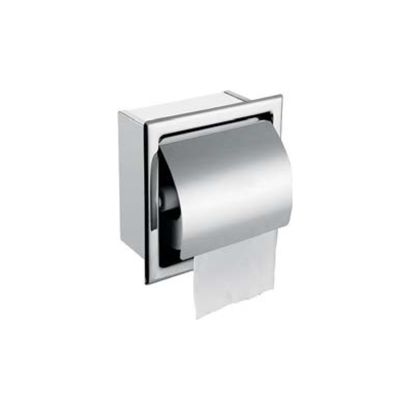Mujie 304 stainless steel in-wall embedded double roll toilet paper holder Powder room embedded tissue box holder Toilet paper holder concealed