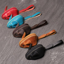 2020 new cowhide womens coin purse leather mouse cartoon key bag multi-function hand-held zipper storage bag