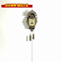 19th century Dutch antique sculpture hand-painted gravity wall clock. Mechanical clock function is normal. Vintage wall clock collection