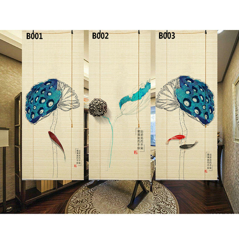 (custom-made products) printed retro meditation Japanese style bamboo curtain roller shutter tea room decorated partition window lift