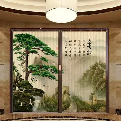 Customized Chinese Japanese retro printing bamboo curtain door sliding door folding door partition door curtain shopping mall hotel interior door