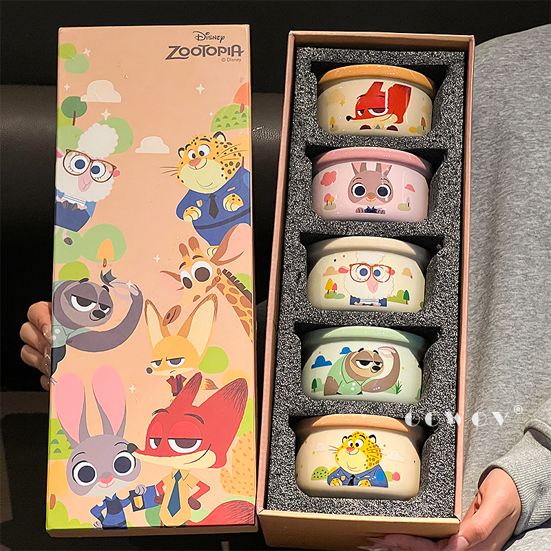 Zootopia Bowl Household 2026 New Model High-Value Ceramic Chopsticks Children's Tableware Set Housewarming Gift