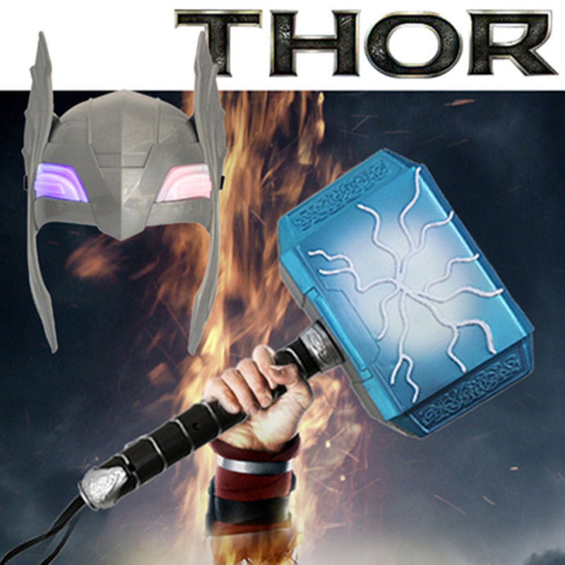 Children Thunder God Hammer Toy Props Arms Thunder God Child Hammer Model Safety Helmet Halloween props Kindergarten