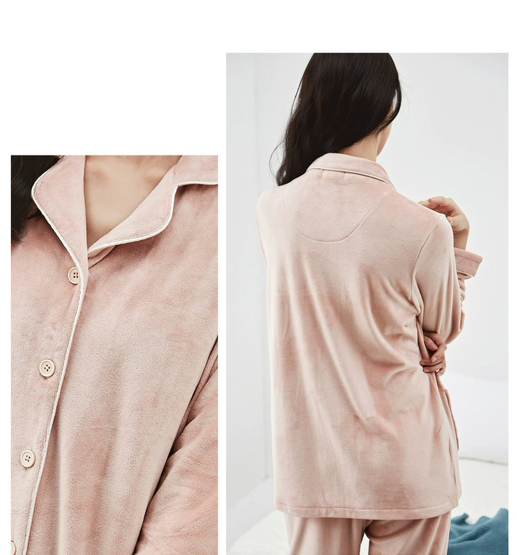 Top đồ ngủ dưa dưa nữ mùa xuân và mùa thu ấm hàng đầu ve áo lỏng lẻo có thể được mặc bên ngoài phù hợp với dịch vụ nhà mềm mại và thoải mái