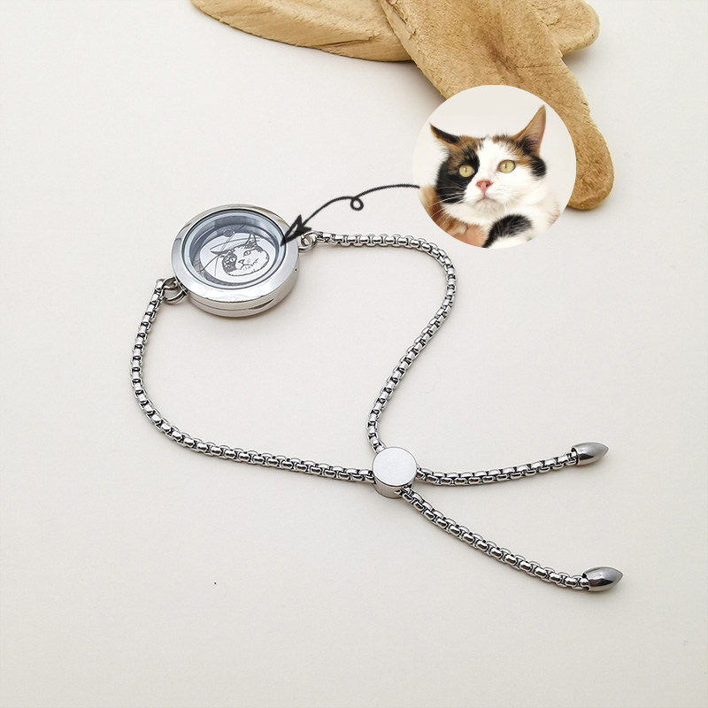 Custom lettering pet cat dog hamster avatar photo bracelet hair ashes teeth commemorative gift jewelry female