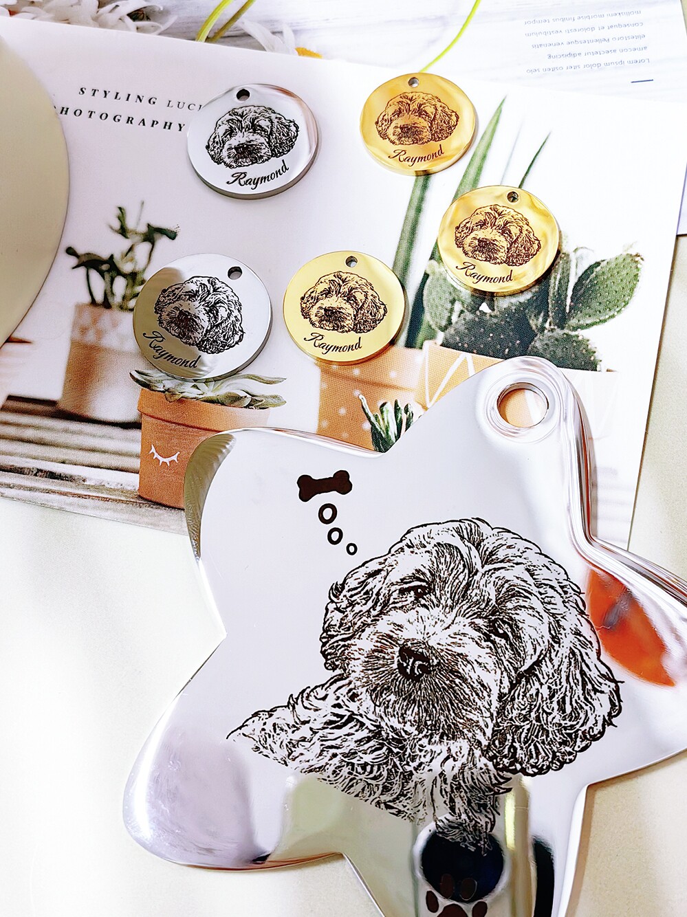 Ins style lettering photos pet cats and dogs house number car Christmas tree pendant tag office table decoration