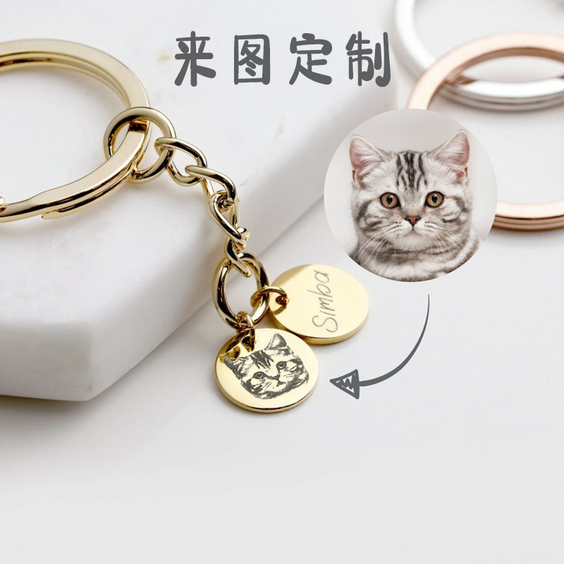 Custom Pet Photo Keychain Souvenirs Dog Cat Avatar Lettering Creative Pendant Send Girlfriend Gifts