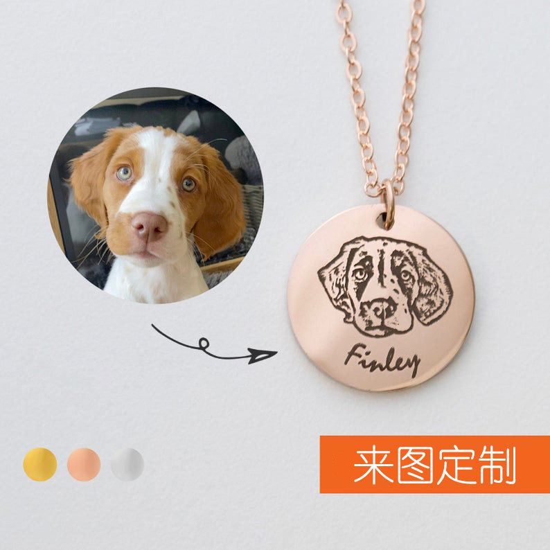 S925 sterling silver to map custom pet portrait photo cat dog name necklace pendant custom souvenir gift