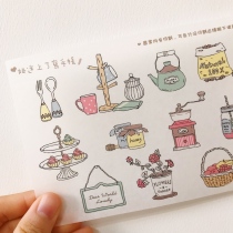 (Girl hand tent) exclusive sticker ins salt coffee tableware afternoon tea fresh hand-painted sticker