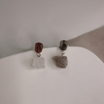 Earring niche design high cold cold cold cold cold cold cold cold cold cold cold - shaped retrogen stone S925 silver needle ear crash