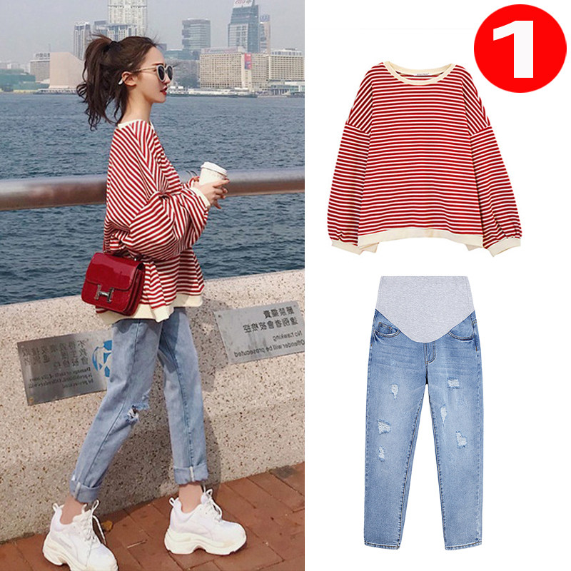 Pregnant woman Two sets of net red suit Fall Chauma 2020 Early autumn and autumn style Fashion Subsection and Autumn Pregnancy Maternity Dress