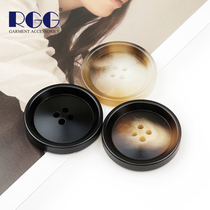 Round four-eye resin button imitation horn pattern buckle simple all-match womens coat buckle mens suit buckle clothing buckle