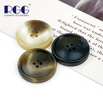 Simple resin button round thin edge four-eye button imitation horn pattern button clothes suit button windbreaker coat button
