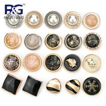 New fashion diamond inlaid with Pearl metal button small fragrant wind button Joker womens coat wool cashmere coat buckle