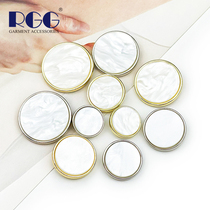 White Metal Suit Button Resin Combination Button Pearlescent Imitation Shell Round Button Suit Pants Jacket Coat Button