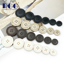 Fashion Simple Resin Buttons Round Imitation Wood Grain Four Eyes Button Versatile Jacket Womens Suit Button Coat Coat Button