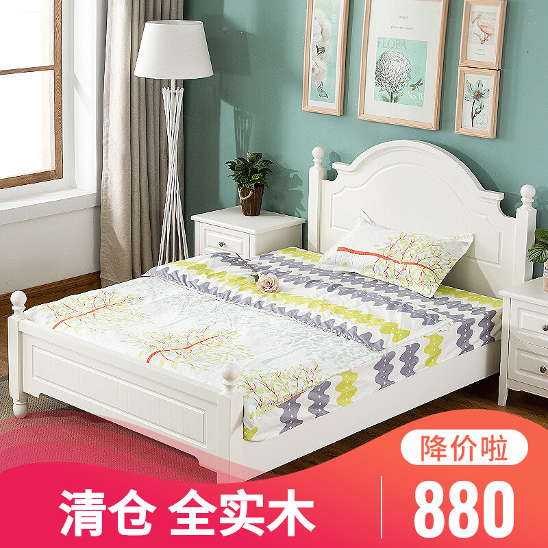 Child Bed Girl Princess Bed 1 35 m pure solid wood white box storage boy Single Mediterranean Seabed