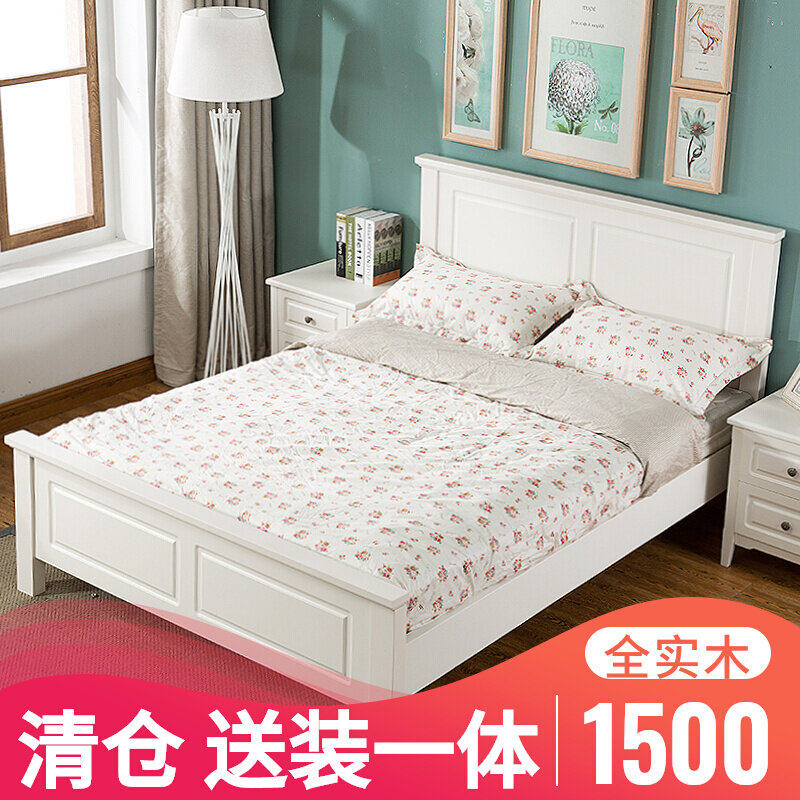 American full solid wood bed white double 1 8 m country bed 1 5 m master bedroom simple modern villa light luxury